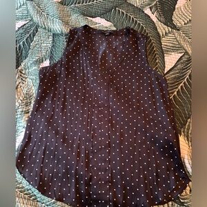 Banana Republic navy and White Polka Dot Top
